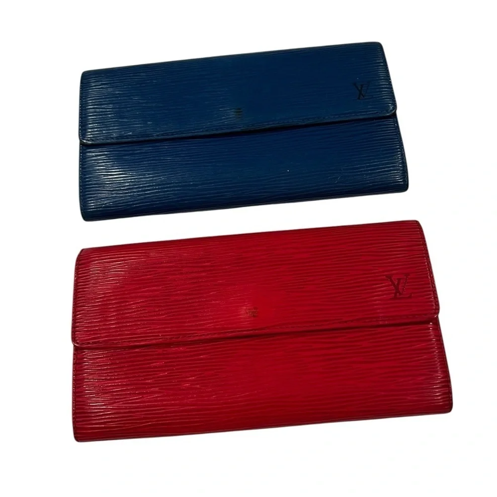 Louis Vuitton Vibrant long Wallet Duo one in Blue and one in Red | Epi Leather